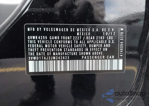 2018 Volkswagen Jetta 1.8T Se Sport from USA, damaged, VIN 3VWD17AJ2JM242623